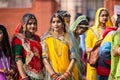 Young girls in traditional rajasthani dress in camel festival bikaner Royalty Free Stock Photo