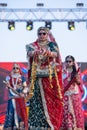 Young girls in traditional rajasthani dress in camel festival of bikaner Royalty Free Stock Photo