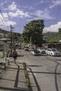 A young girls walks home from school in Maraval, Trinidad