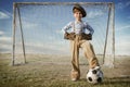 Young goalkeeper on goal