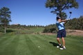 Young golfer about to tee off