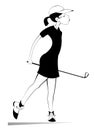 Young golfer woman on the golf course isolated illustration Royalty Free Stock Photo