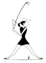 Young golfer woman plays golf illustration