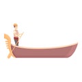 Young gondolier icon cartoon vector. Venice gondola Royalty Free Stock Photo