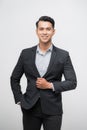 Young good looking asian business man on a white background isolated Royalty Free Stock Photo