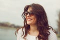 Young gorgeous brunette woman wearing sunglasses Royalty Free Stock Photo