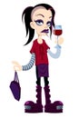 Young gothic man with glass of wine Royalty Free Stock Photo