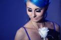 Young gothic woman with blue hairs Royalty Free Stock Photo