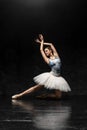 Ballerina demonstrates dance skills. Beautiful classic ballet.