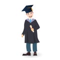 A young graduate man holding certificate or diploma scroll. Royalty Free Stock Photo