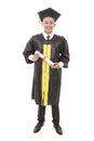 Young graduation man holding diploma and smiling Royalty Free Stock Photo