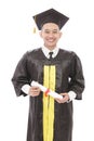 Young graduation man holding diploma and smiling Royalty Free Stock Photo