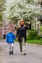 Young grandmother and six-year-old grandson