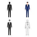 Young groom in a wedding suit. Wedding single icon in cartoon style vector symbol stock illustration.