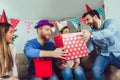 Young group of happy friends celebrating birthday Royalty Free Stock Photo