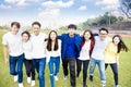 young group of students walking together Royalty Free Stock Photo