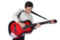 Young guitar player performing very passionately