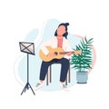 Young guitarist flat color vector faceless character Royalty Free Stock Photo