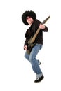 Young guitarist playing a black electrical guitar Royalty Free Stock Photo