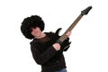 Young guitarist playing a black electrical guitar Royalty Free Stock Photo