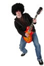 Young guitarist with a wig and sunglasses Royalty Free Stock Photo