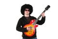 Young guitarist with a wig and sunglasses Royalty Free Stock Photo