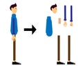 Young guy casual style. The character is ready for gait animation. Vector illustration.