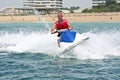 Young guy cruising on the atlantic ocean Royalty Free Stock Photo