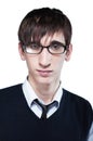 Young guy with fashion haircut wearing glasses Royalty Free Stock Photo