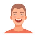 Young guy is laughing. Vector illustration in cartoon style.