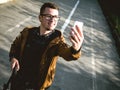 The young guy making selfie Royalty Free Stock Photo