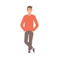 Young guy shows his indifference. Vector illustration in cartoon style.