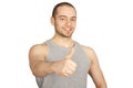 Young guy showing thumbs up sign Royalty Free Stock Photo