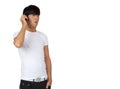 Young guy speaking on cell phone Royalty Free Stock Photo