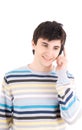 The young guy speaks by phone Royalty Free Stock Photo