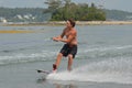 Young Guy Wakeboarding in Casco Bay Maine During the Summer Royalty Free Stock Photo