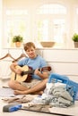 Young guy withguitar Royalty Free Stock Photo