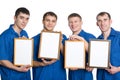 Young guys holding the empty frame