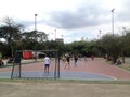 Young guys playing micro soccer in the park