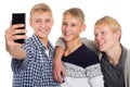 Young guys take on self smartphone