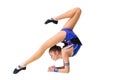 Young gymnast on a white background.