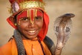 Young Gypsy snake charmer at the Pushkar Camel Fair, India Royalty Free Stock Photo