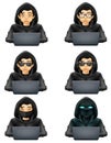 young hacker programmer it specialist coder sitting at a laptop vector illustration