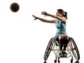 Young handicapped basket ball player woman wheelchair sport iso