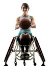 Young handicapped basket ball player woman wheelchair sport iso