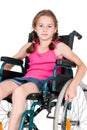 Young handicapped girl in a wheelchair