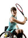 Young handicapped tennis player woman welchair sport isolated si