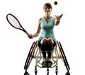 Young handicapped tennis player woman welchair sport isolated si