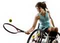 Young handicapped tennis player woman welchair sport isolated si