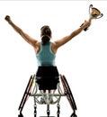 Young handicapped tennis player woman welchair sport isolated si